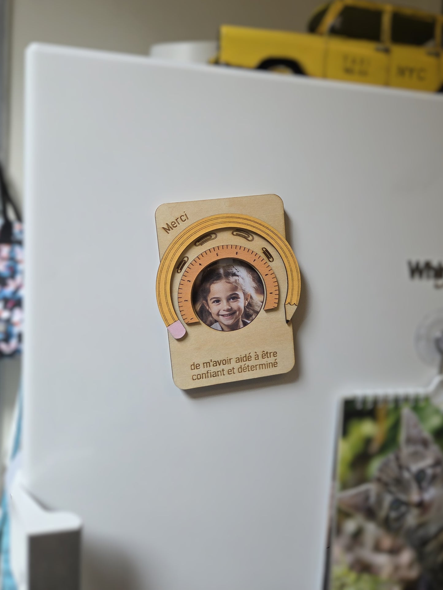 Magnet photo pour frigo "Merci de m'avoir aidé à être confiant et déterminé"