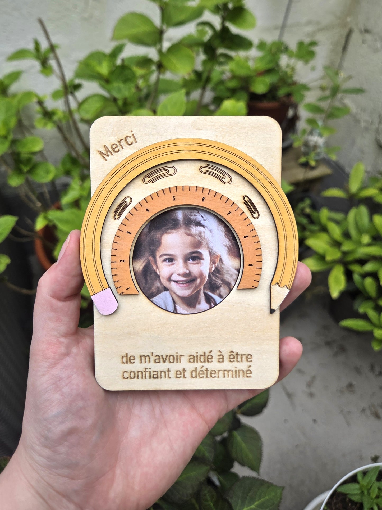 Magnet photo pour frigo "Merci de m'avoir aidé à être confiant et déterminé"