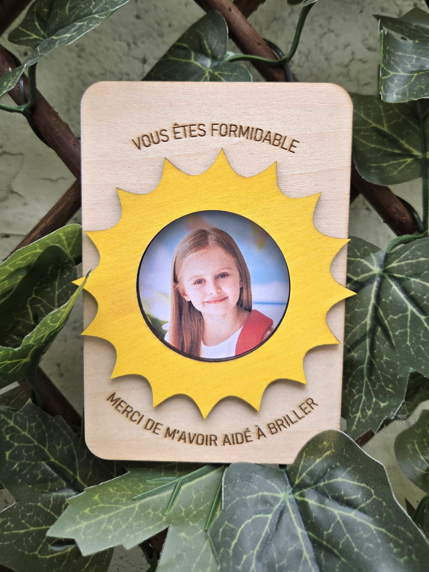 Magnet photo pour frigo "Merci de m'avoir aidé à briller"