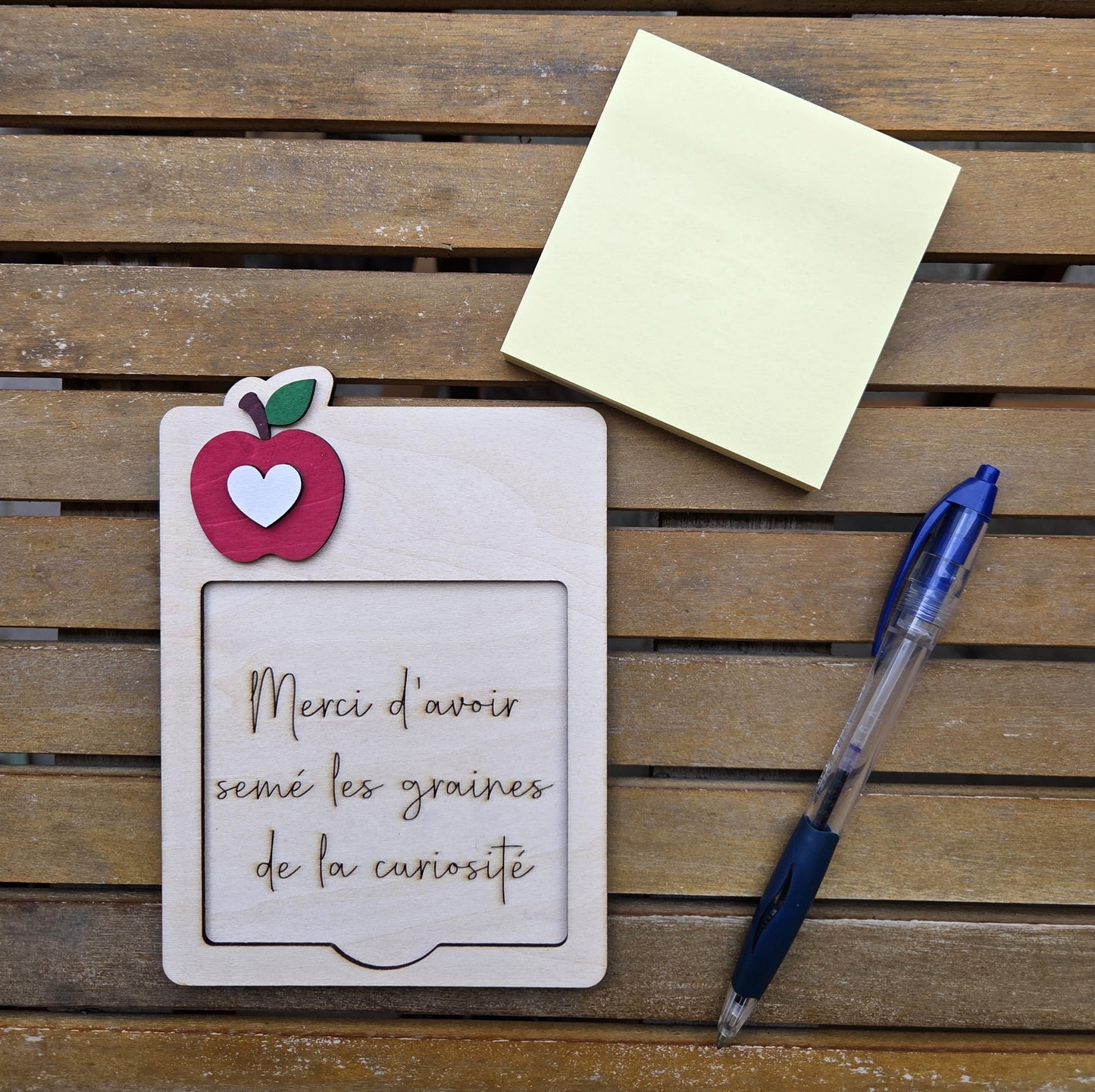 Porte notes adhésives "Merci d'avoir semé les graines de la curiosité"