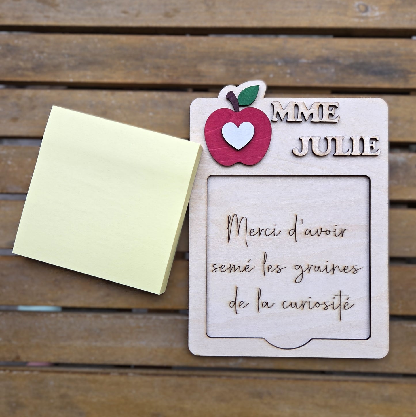 Porte notes adhésives "Merci d'avoir semé les graines de la curiosité"