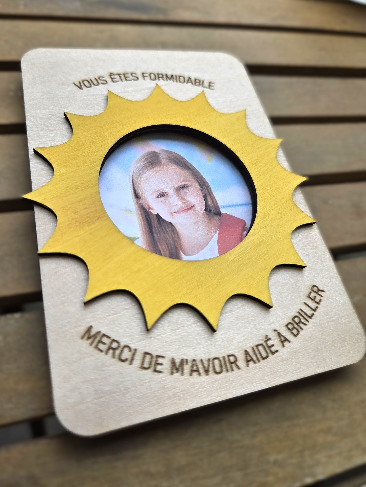 Magnet photo pour frigo "Merci de m'avoir aidé à briller"