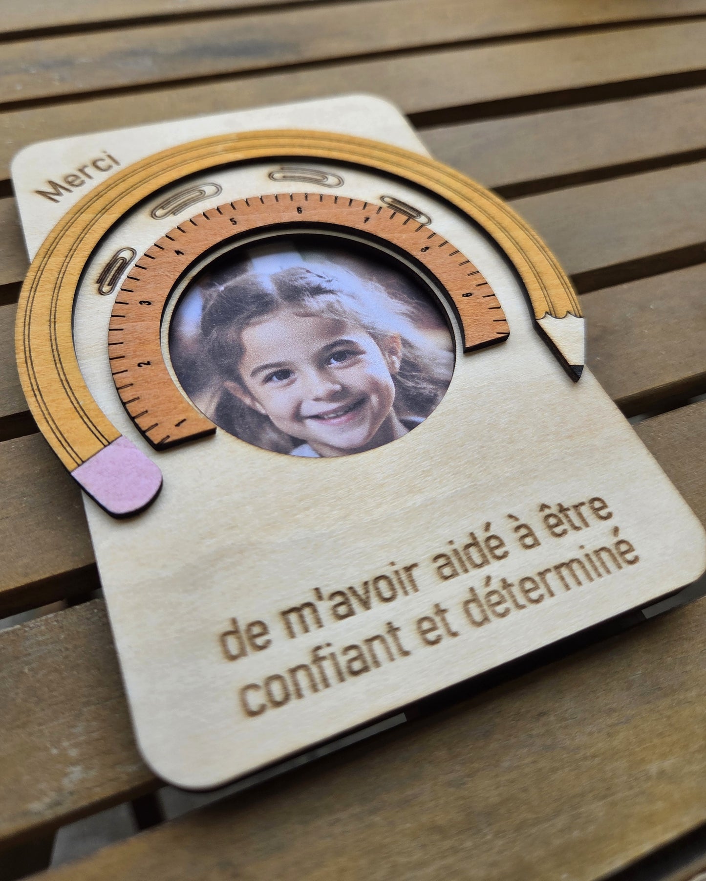 Magnet photo pour frigo "Merci de m'avoir aidé à être confiant et déterminé"
