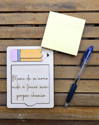 Porte notes adhésives "Merci de m'avoir aidé à tracer mon propre chemin"